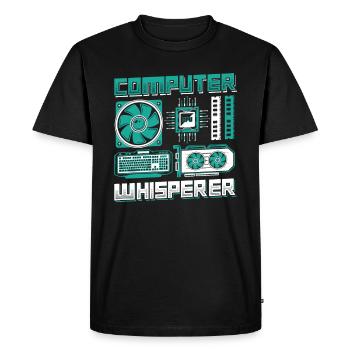 Support informatique Computer Whisperer - T-shirt Premium bio Homme - noir - Devant - Nico (187cm)