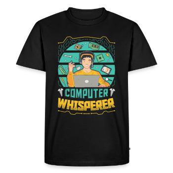 Support informatique Computer Whisperer - T-shirt Premium bio Homme - noir - Devant - Nico (187cm)