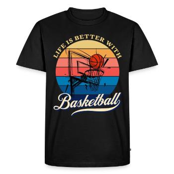 la vie est meilleure avec Basketball Summer Design - T-shirt Premium bio Homme - noir - Devant - Nico (187cm)