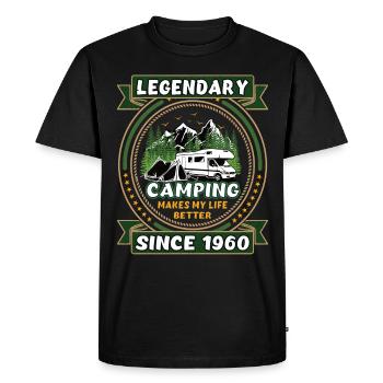 Legendary since 1960 Camping gift year of birth - Men's Premium Organic T-Shirt - black - Front - Nico (187cm)