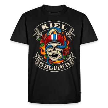 Kiel biker gift it escalates anyway Kiel - Men's Premium Organic T-Shirt - black - Front - Nico (187cm)