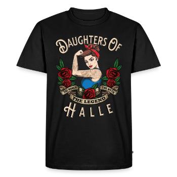 Halle Frau Geschenk daughters of Halle Frauen - Men's Premium Organic T-Shirt - black - Front - Nico (187cm)