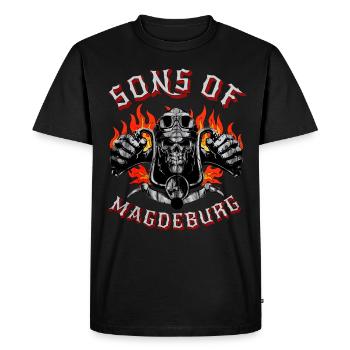 Magdebourg Motard Geschenk fils de Magdebourg - T-shirt Premium bio Homme - noir - Devant - Nico (187cm)