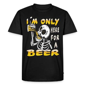 Je suis juste ici pour boire de la bière - T-shirt Premium bio Homme - noir - Devant - Nico (187cm)