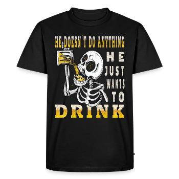 Boire la fête tut nix boire de la bière - T-shirt Premium bio Homme - noir - Devant - Nico (187cm)