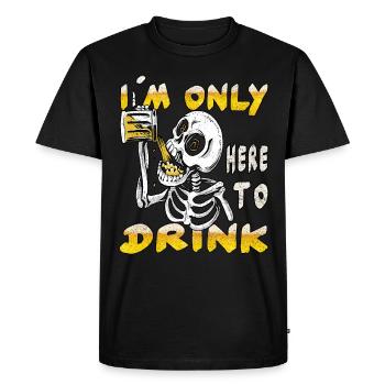 Je suis juste là pour boire - T-shirt Premium bio Homme - noir - Devant - Nico (187cm)