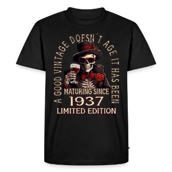 86e anniversaire 1937 86 Bon millésime - T-shirt Premium bio Homme - noir - Devant - Nico (187cm)