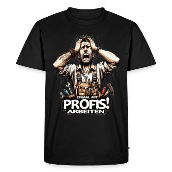 Once working with professionals Carpenter - Men's Premium Organic T-Shirt - black - Front - Nico (187cm)