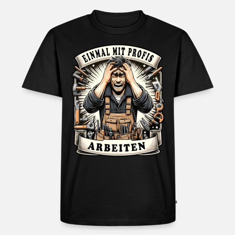 Einmal mit Profis Arbeiten Schreiner - Männer Premium Bio T-Shirt - Schwarz