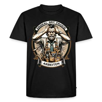 Once working with professionals Carpenter - Men's Premium Organic T-Shirt - black - Front - Nico (187cm)