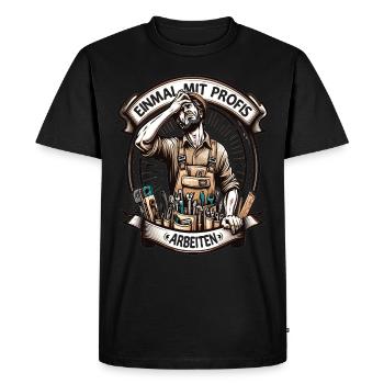Once working with professionals Carpenter - Men's Premium Organic T-Shirt - black - Front - Nico (187cm)