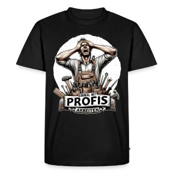 Once working with professionals Carpenter - Men's Premium Organic T-Shirt - black - Front - Nico (187cm)