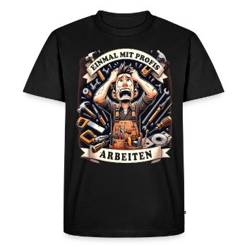Once working with professionals Carpenter - Men's Premium Organic T-Shirt - black - Front - Nico (187cm)