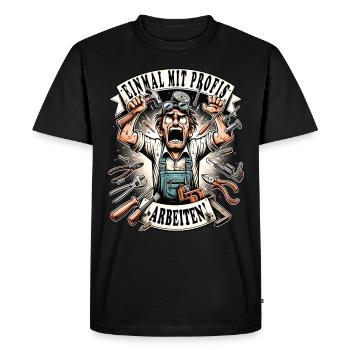 Once working with professionals Carpenter - Men's Premium Organic T-Shirt - black - Front - Nico (187cm)