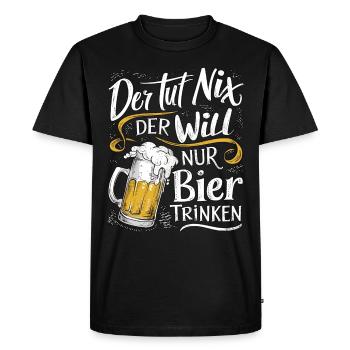 Il ne fait rien, il veut juste boire de la bière - T-shirt Premium bio Homme - noir - Devant - Nico (187cm)