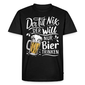 Il ne fait rien, il veut juste boire de la bière - T-shirt Premium bio Homme - noir - Devant - Nico (187cm)