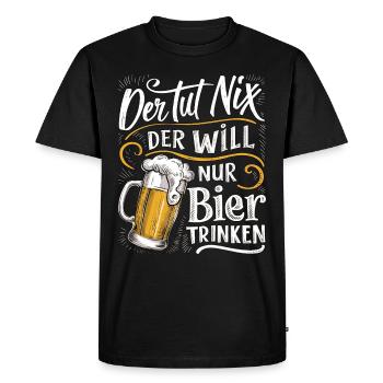 Il ne fait rien, il veut juste boire de la bière - T-shirt Premium bio Homme - noir - Devant - Nico (187cm)