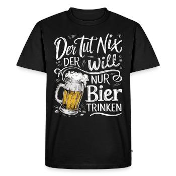 Il ne fait rien, il veut juste boire de la bière - T-shirt Premium bio Homme - noir - Devant - Nico (187cm)
