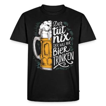 Il ne fait rien, il veut juste boire de la bière - T-shirt Premium bio Homme - noir - Devant - Nico (187cm)