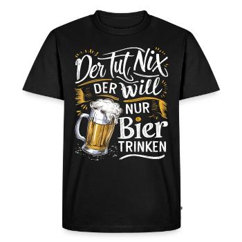 Il ne fait rien, il veut juste boire de la bière - T-shirt Premium bio Homme - noir - Devant - Nico (187cm)
