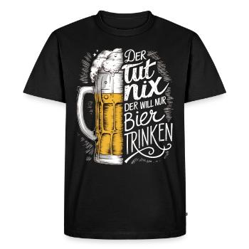 Il ne fait rien, il veut juste boire de la bière - T-shirt Premium bio Homme - noir - Devant - Nico (187cm)