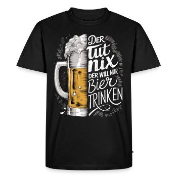 Il ne fait rien, il veut juste boire de la bière - T-shirt Premium bio Homme - noir - Devant - Nico (187cm)
