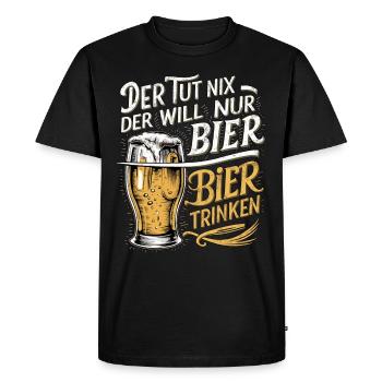 Il ne fait rien, il veut juste boire de la bière - T-shirt Premium bio Homme - noir - Devant - Nico (187cm)