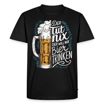 Il ne fait rien, il veut juste boire de la bière - T-shirt Premium bio Homme - noir - Devant - Nico (187cm)