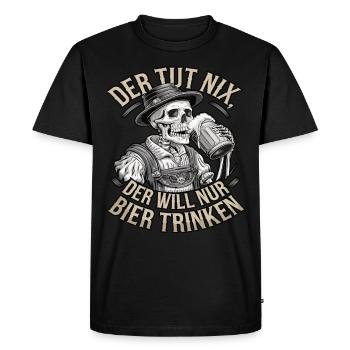 He doesn't do anything, he just wants to drink beer - Men's Premium Organic T-Shirt - black - Front - Nico (187cm)