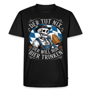 He doesn't do anything, he just wants to drink beer - Men's Premium Organic T-Shirt - black - Front - Nico (187cm)
