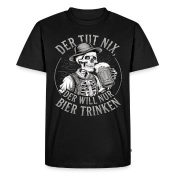 He doesn't do anything, he just wants to drink beer - Men's Premium Organic T-Shirt - black - Front - Nico (187cm)