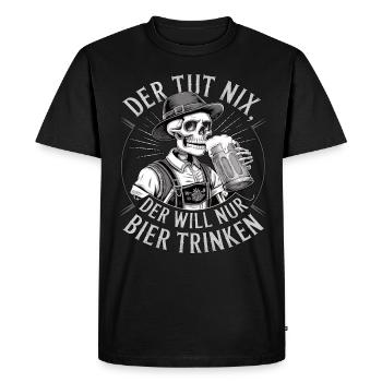 He doesn't do anything, he just wants to drink beer - Men's Premium Organic T-Shirt - black - Front - Nico (187cm)