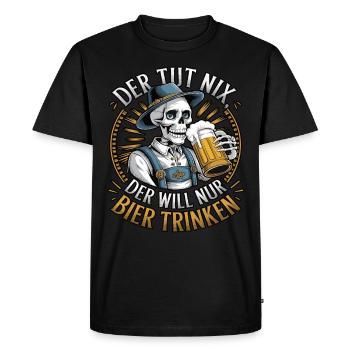 He doesn't do anything, he just wants to drink beer - Men's Premium Organic T-Shirt - black - Front - Nico (187cm)