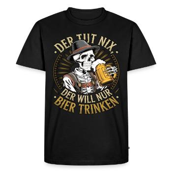 He doesn't do anything, he just wants to drink beer - Men's Premium Organic T-Shirt - black - Front - Nico (187cm)