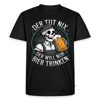 He doesn't do anything, he just wants to drink beer - Men's Premium Organic T-Shirt - black - Front - Nico (187cm)