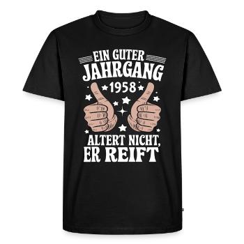 Un bon millésime anniversaire 1958 - T-shirt Premium bio Homme - noir - Devant - Nico (187cm)