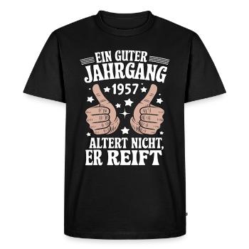 Un bon millésime anniversaire 1957 - T-shirt Premium bio Homme - noir - Devant - Nico (187cm)