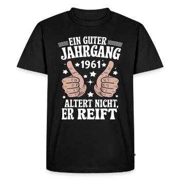 Un bon millésime anniversaire 1961 - T-shirt Premium bio Homme - noir - Devant - Nico (187cm)