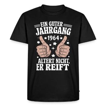 Un bon millésime anniversaire 1964 - T-shirt Premium bio Homme - noir - Devant - Nico (187cm)