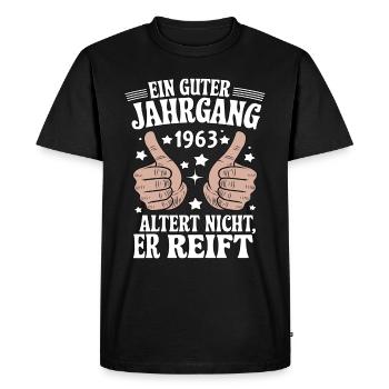 Un bon millésime anniversaire 1963 - T-shirt Premium bio Homme - noir - Devant - Nico (187cm)