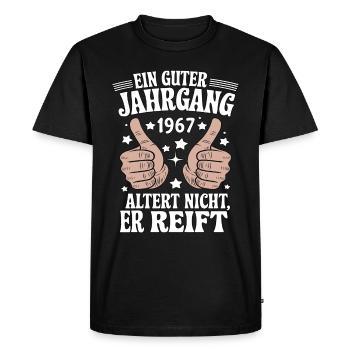 Un bon millésime anniversaire 1967 - T-shirt Premium bio Homme - noir - Devant - Nico (187cm)