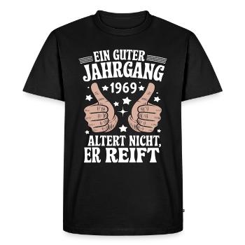 Un bon millésime anniversaire 1969 - T-shirt Premium bio Homme - noir - Devant - Nico (187cm)