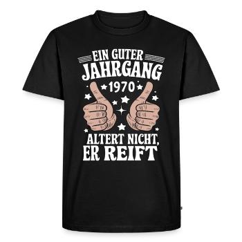 Un bon millésime anniversaire années 1970 - T-shirt Premium bio Homme - noir - Devant - Nico (187cm)