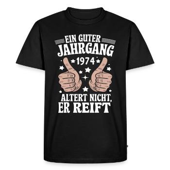 Un bon millésime anniversaire 1974 - T-shirt Premium bio Homme - noir - Devant - Nico (187cm)