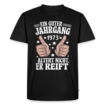 Un bon millésime anniversaire 1973 - T-shirt Premium bio Homme - noir - Devant - Nico (187cm)