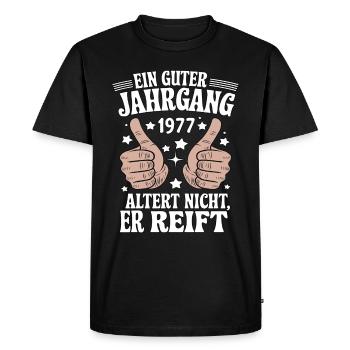 Un bon millésime anniversaire 1977 - T-shirt Premium bio Homme - noir - Devant - Nico (187cm)