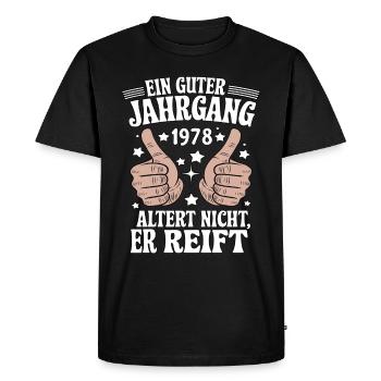 Un bon millésime anniversaire 1978 - T-shirt Premium bio Homme - noir - Devant - Nico (187cm)