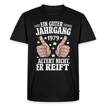 Un bon millésime anniversaire 1979 - T-shirt Premium bio Homme - noir - Devant - Nico (187cm)