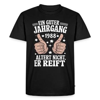 Un bon millésime anniversaire 1988 - T-shirt Premium bio Homme - noir - Devant - Nico (187cm)