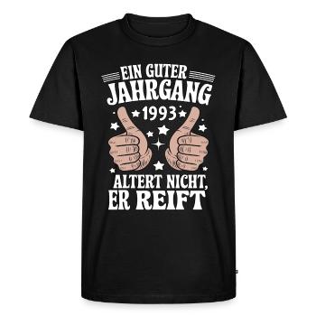 Un bon millésime anniversaire 1993 - T-shirt Premium bio Homme - noir - Devant - Nico (187cm)
